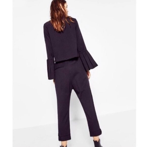 ZARA NWT Navy Blue Pinstripe Trouser Pants Size Small - Picture 4 of 8